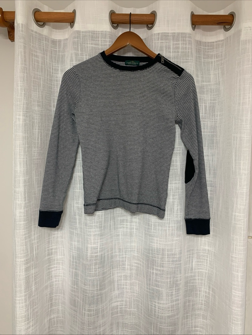Ralph Lauren Striped Navy and White Long-Sleeve Knit Sweater